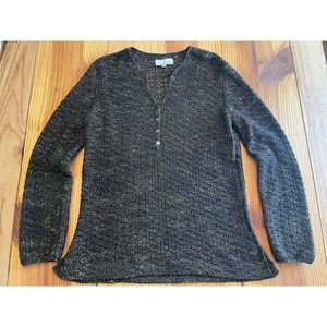 Peruvian Connection Womens Open Knit Pullover Sweater Dark Brown W/Flecks Sz M